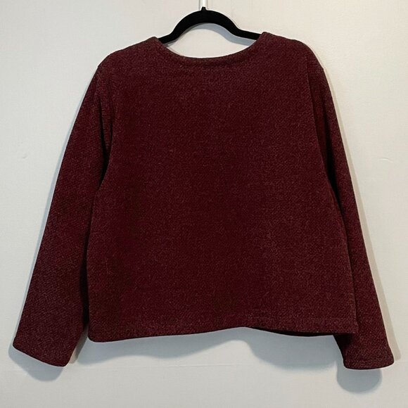 EUC Vintage LL Bean Textured Fleece Cardigan Jacket Burgundy XL - Picture 2 of 5